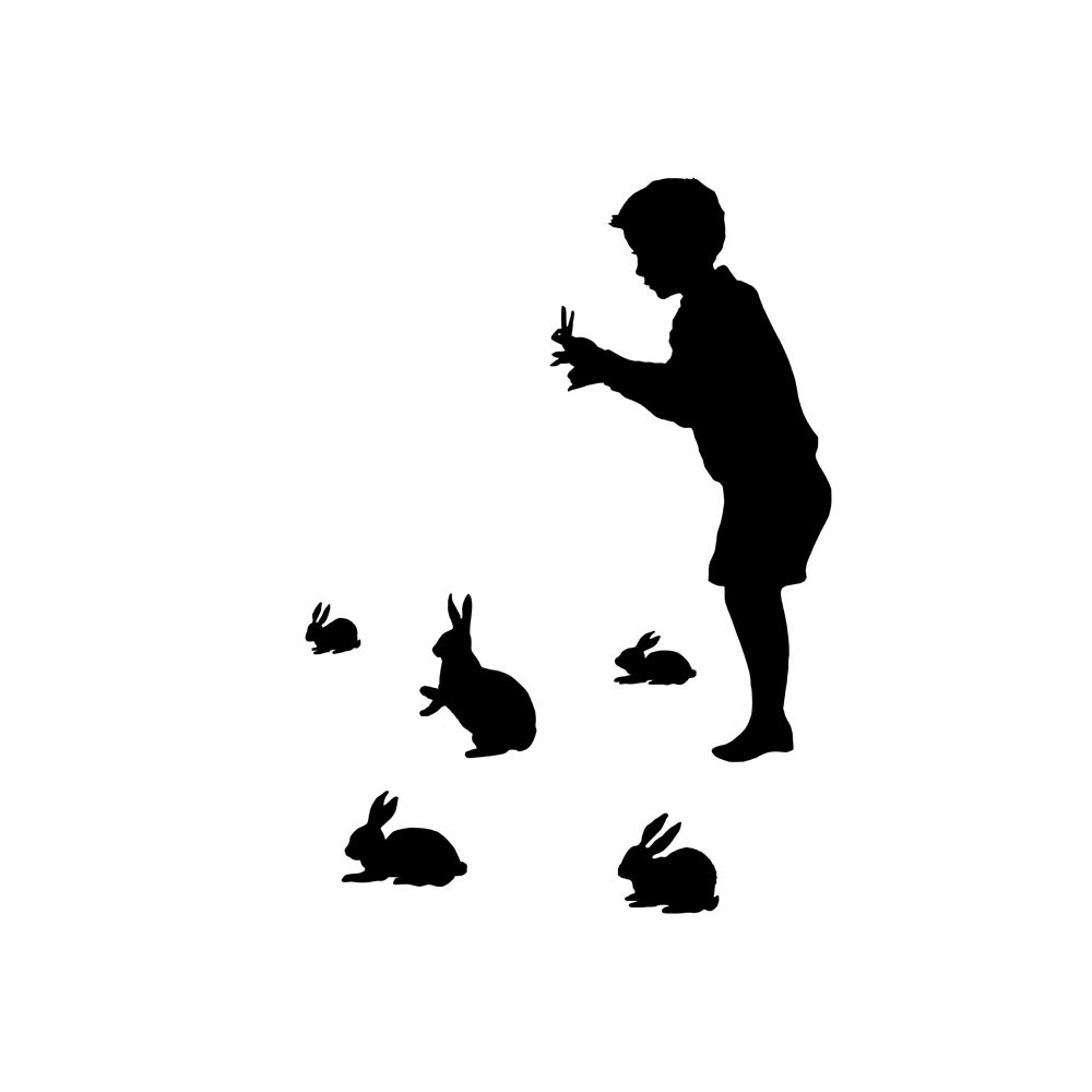 1000x1000 Rabbit Shadow Puppet Silhouette Print Black And White Rabbits