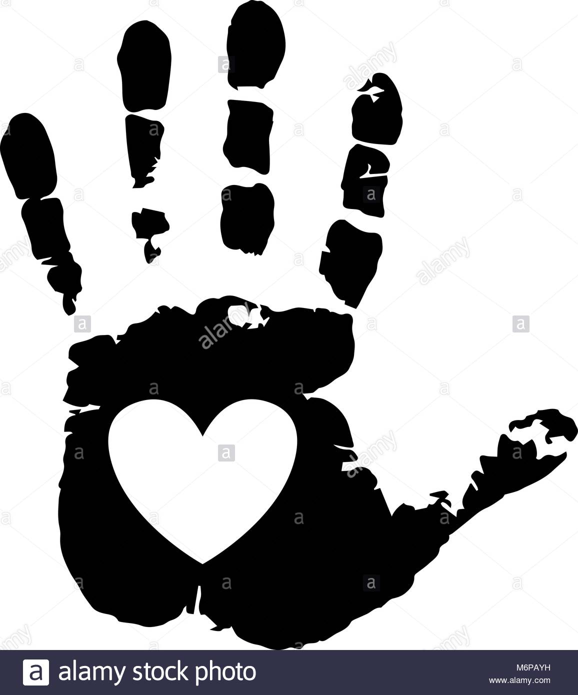 1156x1390 Black Silhouette Of Human Hand Print With Heart Symbol In Open