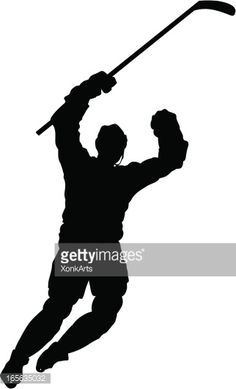 236x389 Silhouette Of A Hockey Player Celebrating After A Goal. Simple