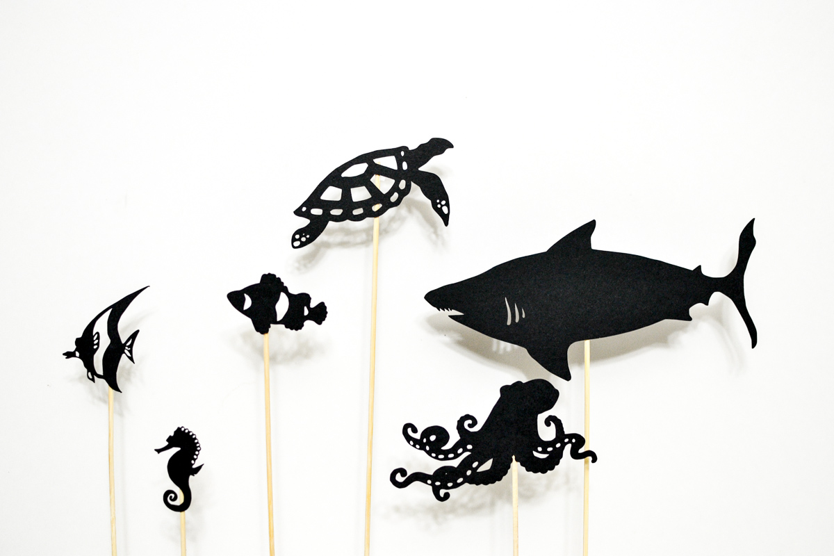 1200x800 Ocean Life Shadow Puppet Set 9 Puppets