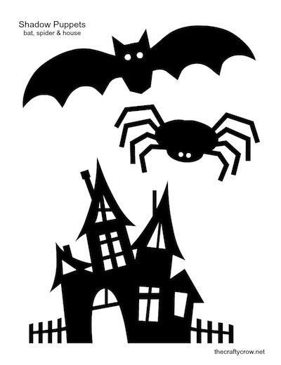 400x520 The Crafty Crow Shadow Puppets Printable Bat Spider Haunted House