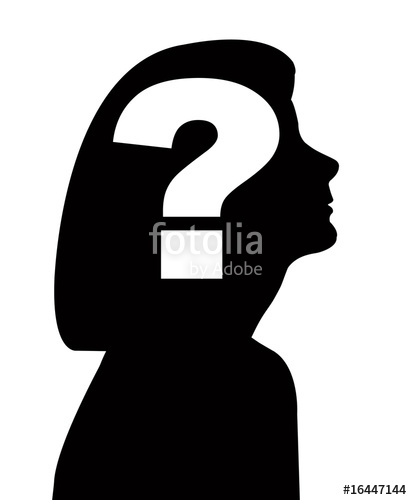 412x500 Silhouette Of Woman With Question Mark Stock Photo And Royalty