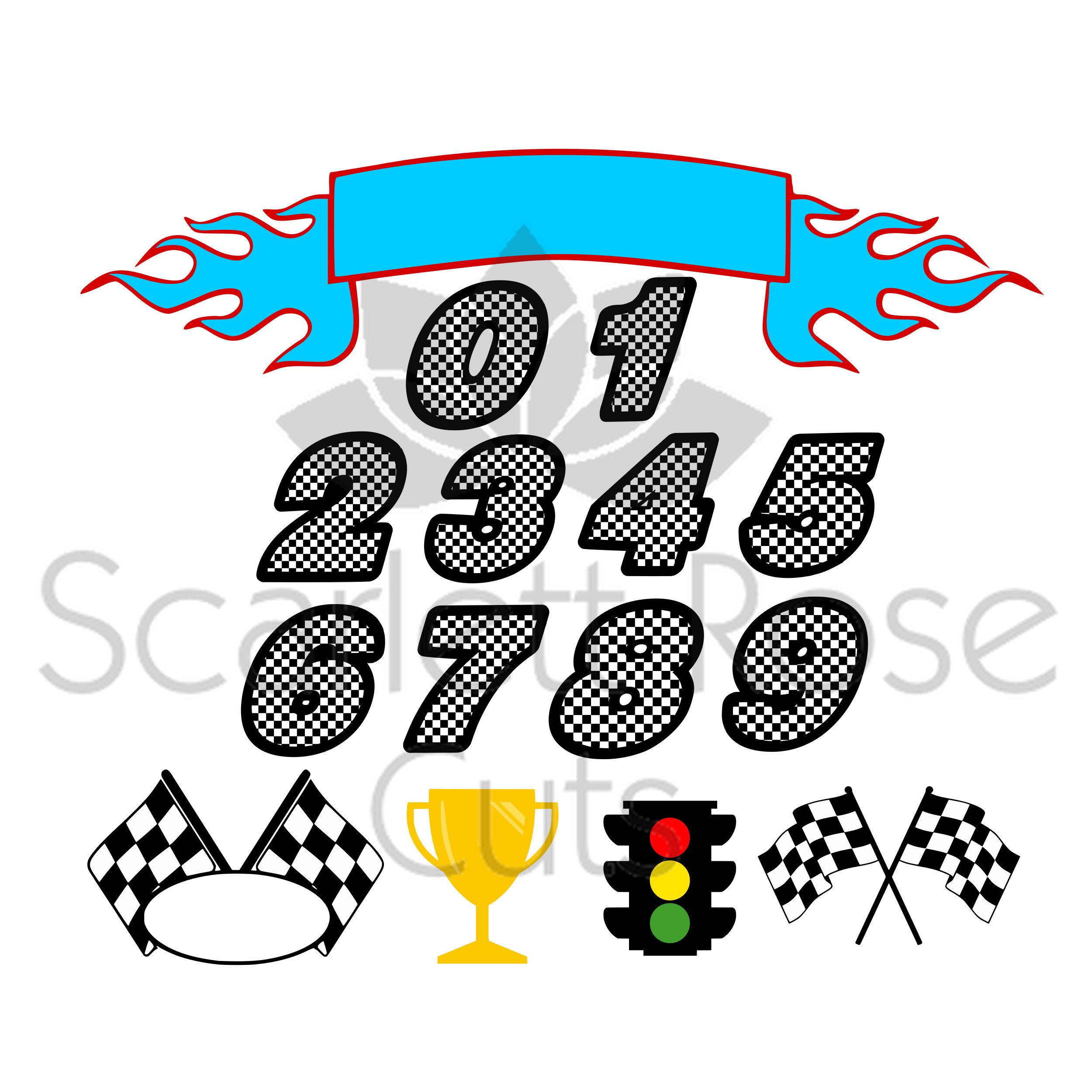 2500x2500 Checkered Racing Birthday Numbers Svg Cut File For Silhouette