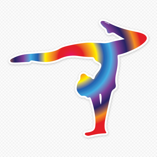 600x600 Rainbow Gymnast Restickable Silhouette Sticker Genius