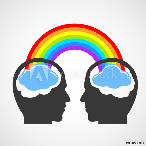 500x500 Silhouette Of A Man's Head With A Rainbow And Clouds.