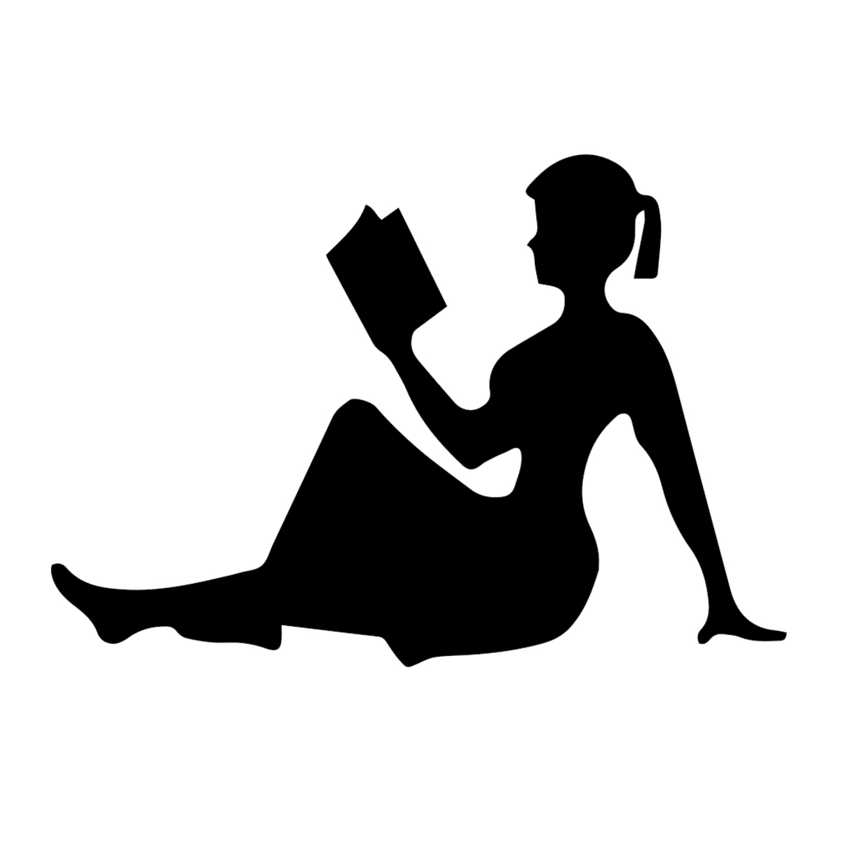 1200x1200 Girl Reading Book Silhouette Vinyl Decal