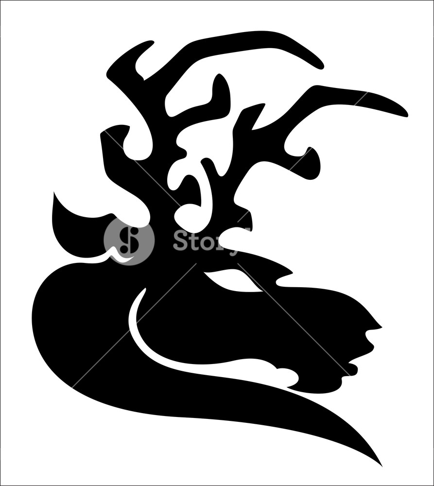 893x1000 Reindeer Silhouette Tattoo Royalty Free Stock Image