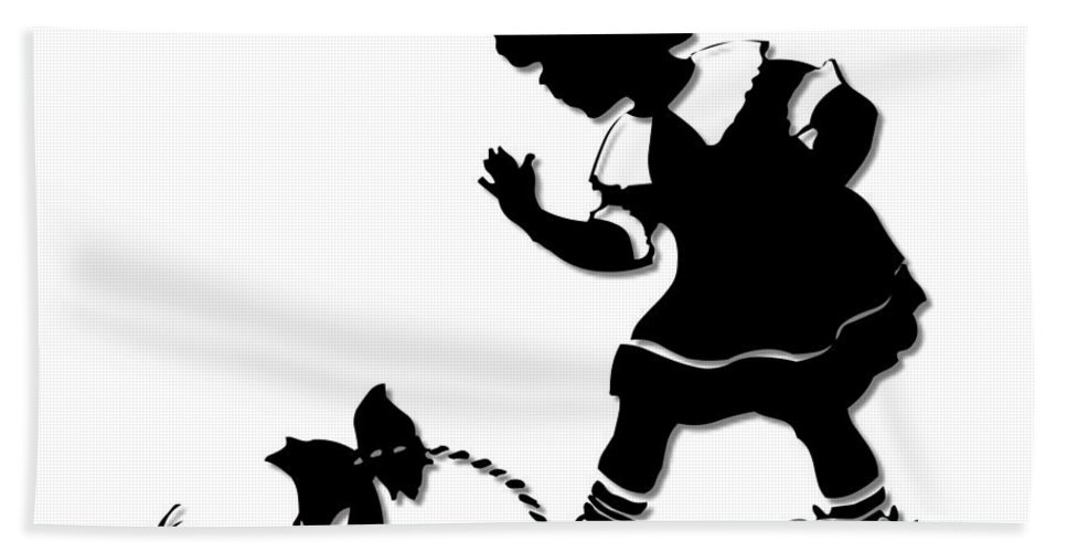 967x500 Little Girl With Easter Basket Silhouette Beach Sheet For Sale By