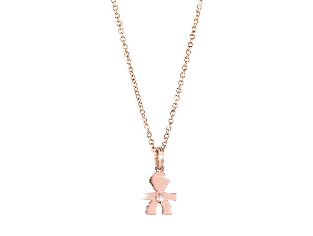 999x754 Rose Gold Pendant Necklace, Boy Silhouette With Single Diamond