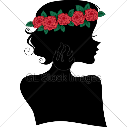 500x500 Rose Headband Girl Silhouette Gl Stock Images