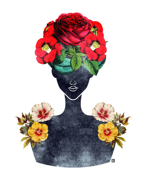 512x640 Flower Natural Hair Silhouette Art Print 0003 Rose