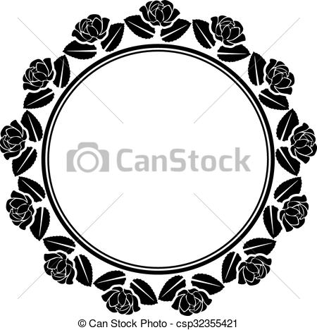 450x468 Silhouette Of Roses Border Vector Illustration