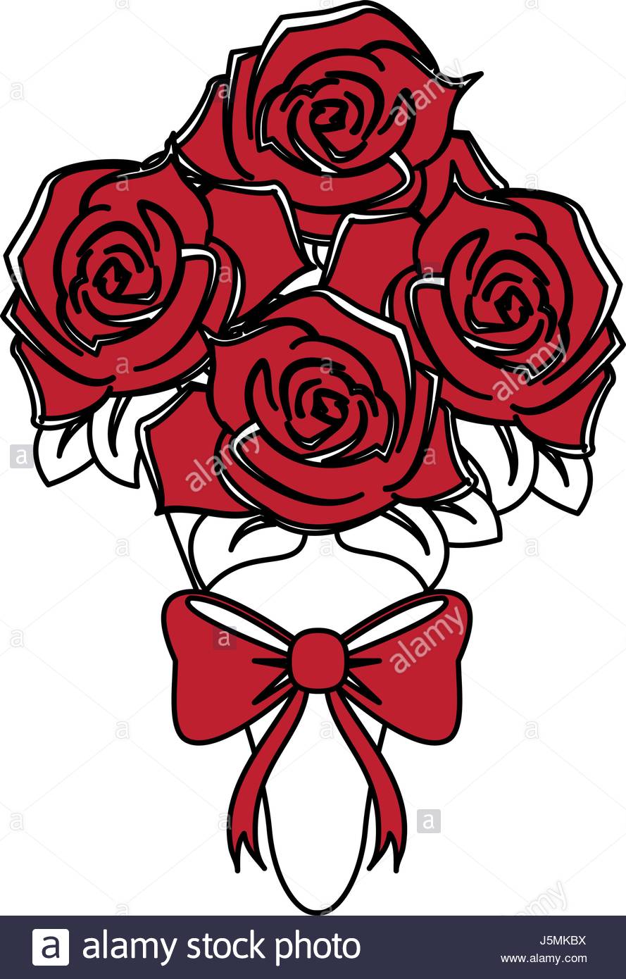 889x1390 Color Silhouette Image Wedding Bouquet Of Red Roses With Bow Stock