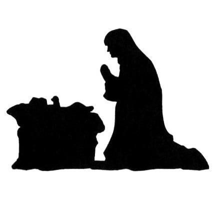 430x430 Manger Scene Silhouette Unmounted Rubber Stamp, Mary And Jesus