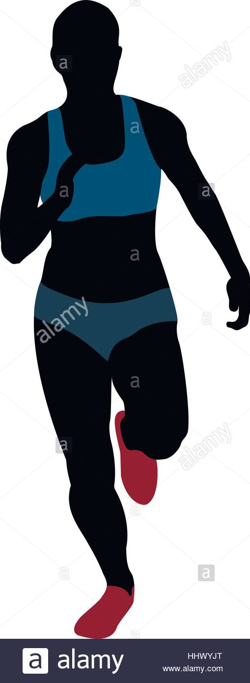 509x1390 Black Silhouette Female Runner Athlete Running Stock Vector Art