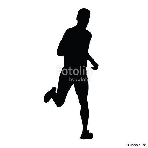 500x500 Vector Runner, Running Man Silhouette. Run, Sport, Active Boy