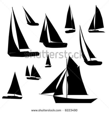 450x470 Vector Collection Of Isolated Sailboat Silhouette Designs. Home