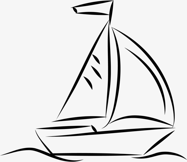 650x565 Hand Drawn Sailboat, Black, Silhouette, Colour Png Image