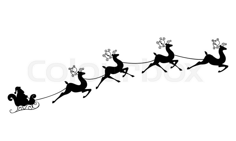 800x480 Santa Claus Rides In A Sleigh In Harness On The Reindeer Stock