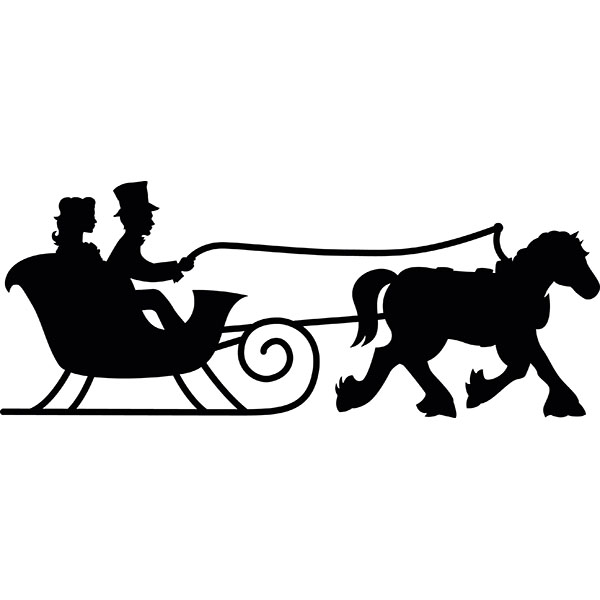 600x600 Santa Sleigh Reindeer Gold Silhouette Royalty Free Cliparts