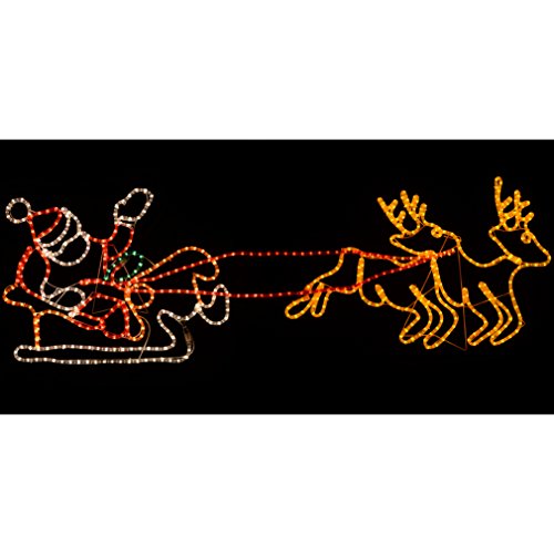 500x500 Werchristmas 1.6 M Large Pre Lit Santa Sleigh Reindeer Led Rope