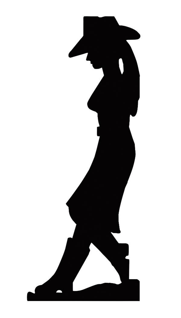 600x1050 Leaning Cowgirl Silhouette Cutout Metal Sign Military Issue