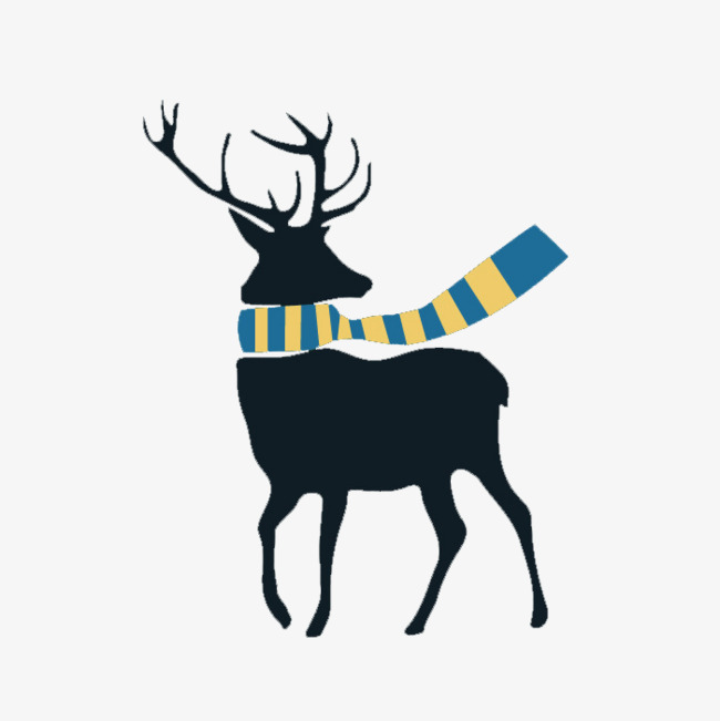 650x651 Elk Silhouette With A Scarf Material, Scarf, Elk, Sketch Png Image