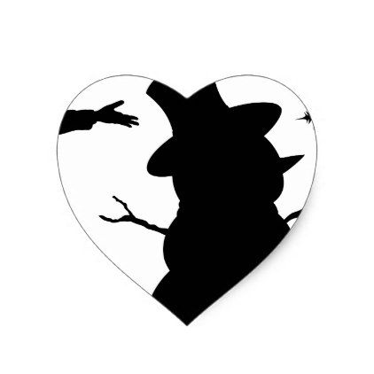 422x422 Kids Making Snowman Christmas Silhouette Scene Heart Sticker