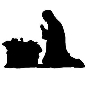 300x300 Manger Scene Nativity Silhouette Unmounted Rubber Stamp, Mary