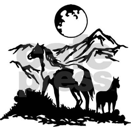 460x460 Mustang Horse Silhouette Scene Tote Bag By Lickitystitch