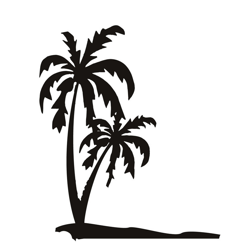 800x800 Top Selling Pvc Waterproof Seaside Palm Tree Wall Decal Black