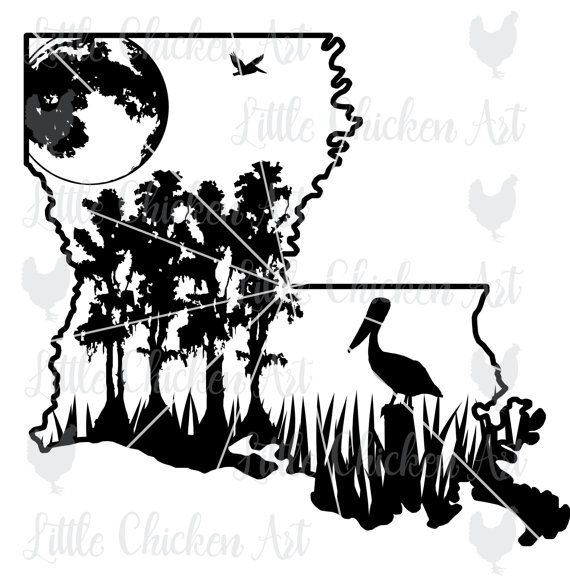 570x581 Louisiana Swamp Scene, Cut File Clip Art, Silhouette, Cricut