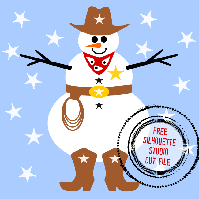 650x650 Free Silhouette Snowman Cowboy Design