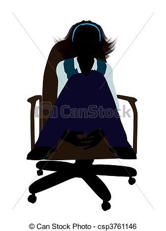 337x470 School Girl Sitting On A Chair Silhouette. School Girl Stock