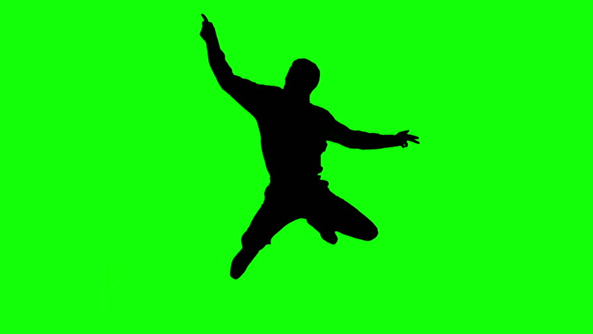 852x480 Silhouette Of Man Jumping And Giving Thumb Up On Green Screen