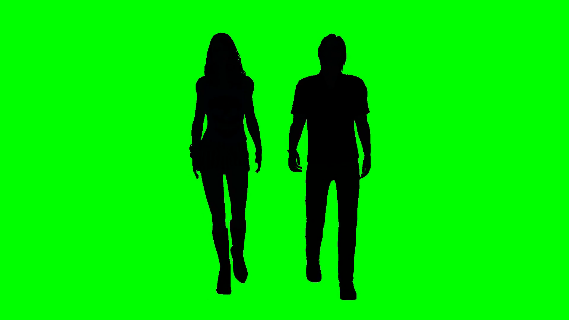 1920x1080 Couple Waliknig Toward Camera In Silhouette On Green Screen Motion