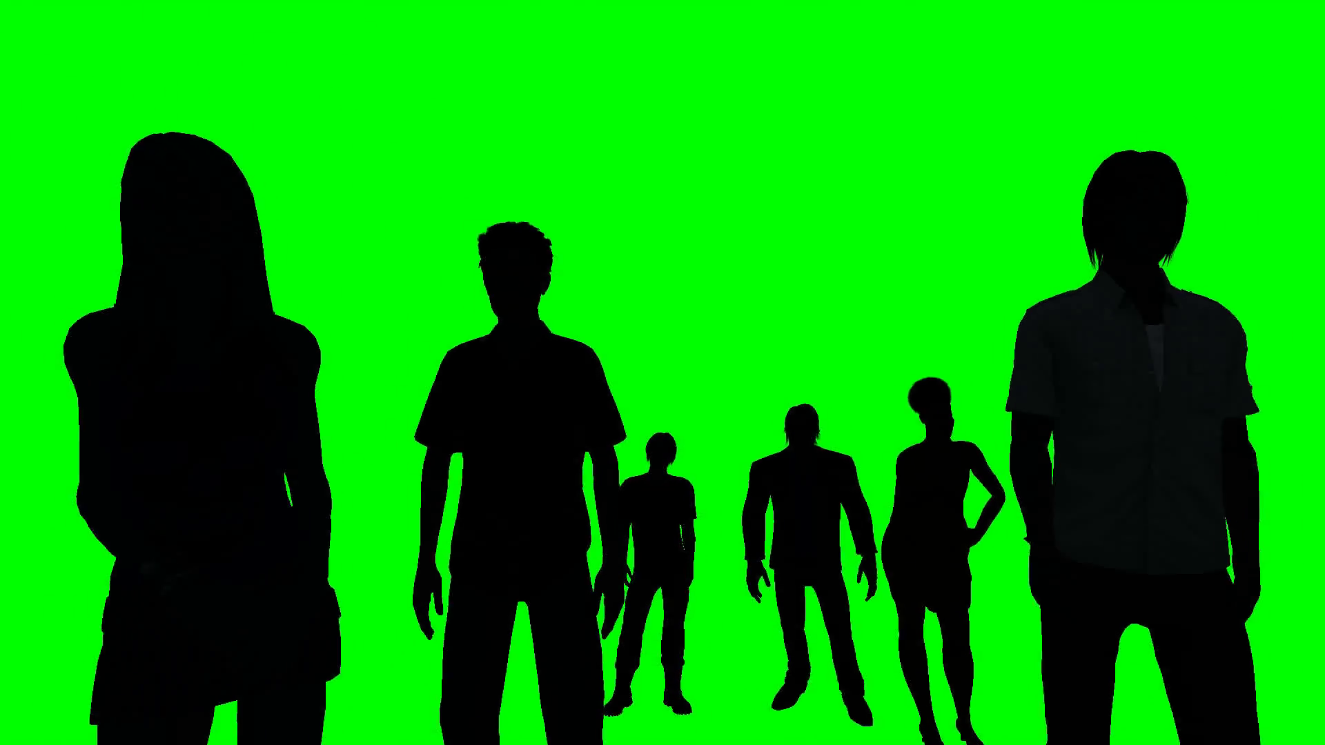 1920x1080 Dolly Out Of A Group Of People Silhouettes Green Screen Motion