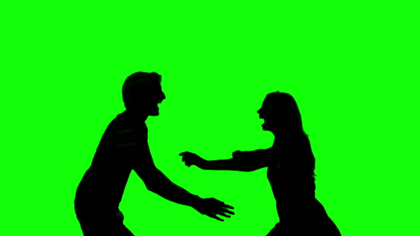 852x480 Silhouette Of Couple Jumping And Raising Arms On Green Screen