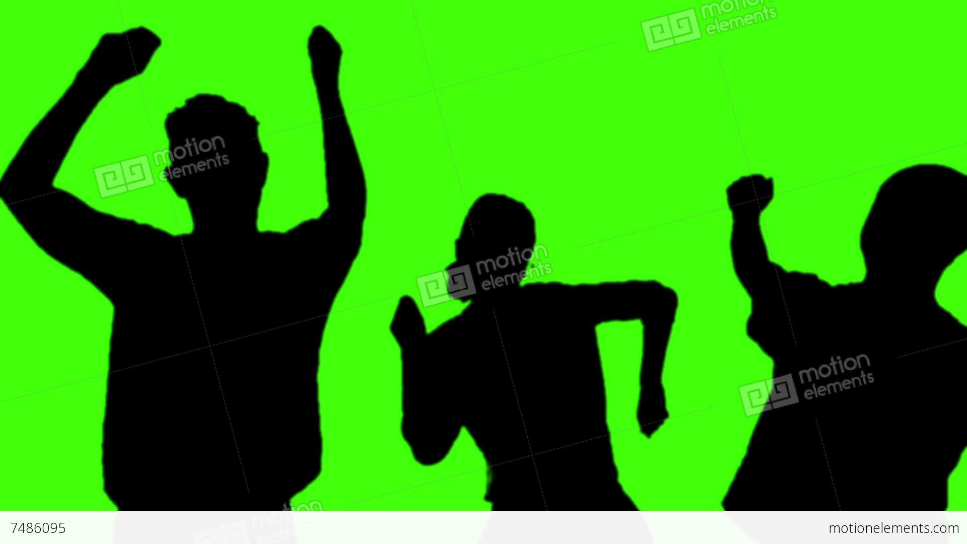 1920x1080 Silhouette People Party On Green Screen Stock Video Footage 7486095