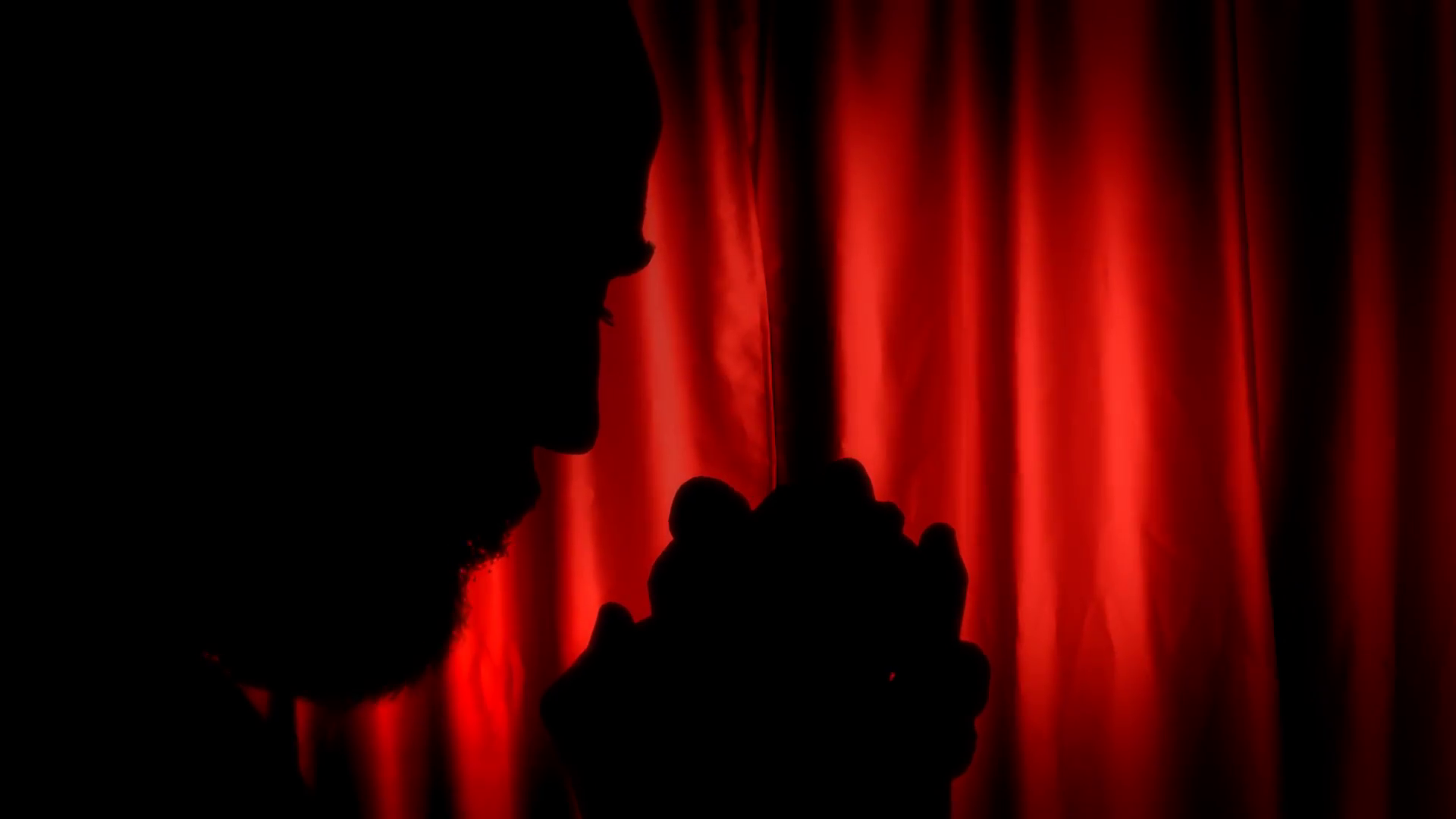 1920x1080 Silhouette Man Praying Red Curtain. Man Praying God