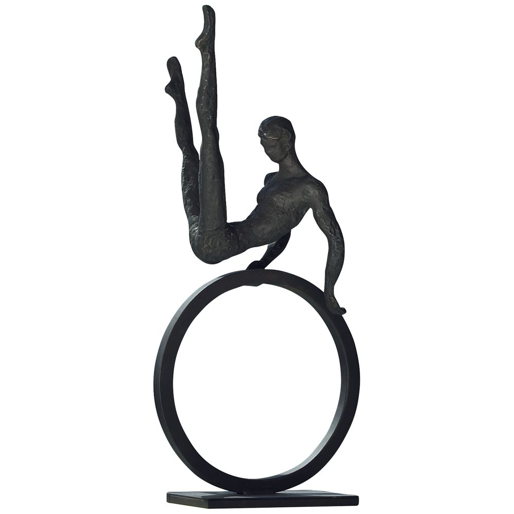 1000x1000 Gymnast On Ring 25 High Dark Bronze Tabletop Sculpture