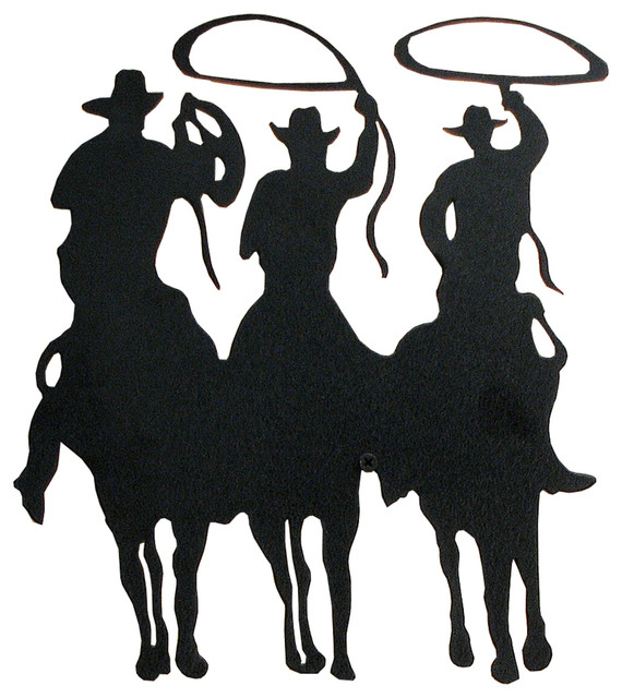 570x640 Large Metal Cut Out, 3 Cowboy Silhouette