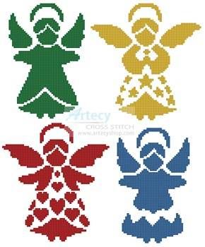 290x350 Angel Silhouettes Cross Stitch, Silhouettes And Stitch
