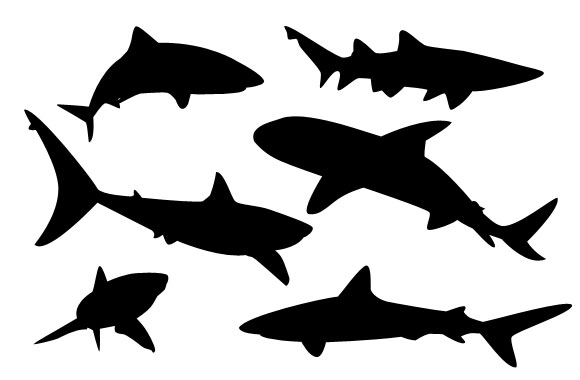 580x380 Vector Shark Silhouettes