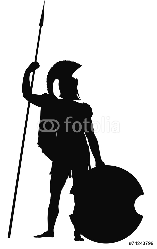 631x1000 Spartan Warrior Shield And Spear Silhouette Wall Sticker Wall
