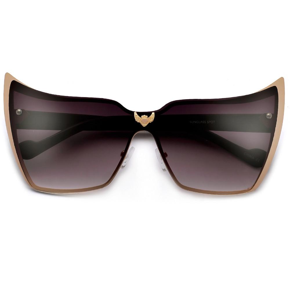 1000x1000 Super High Tip Metal Outlined Cat Eye Silhouette Shield Sunnies