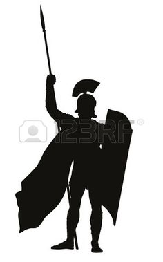 236x379 Vector Roman Warrior With Shield And Spear Vector Silhouette. Eps