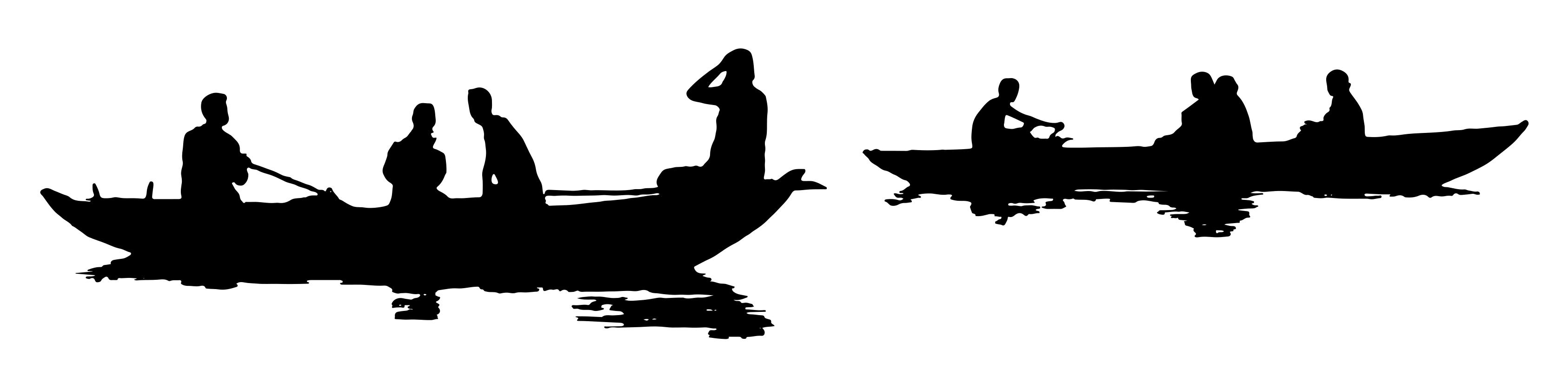 3372x809 People In Boats Silhouette Clipart