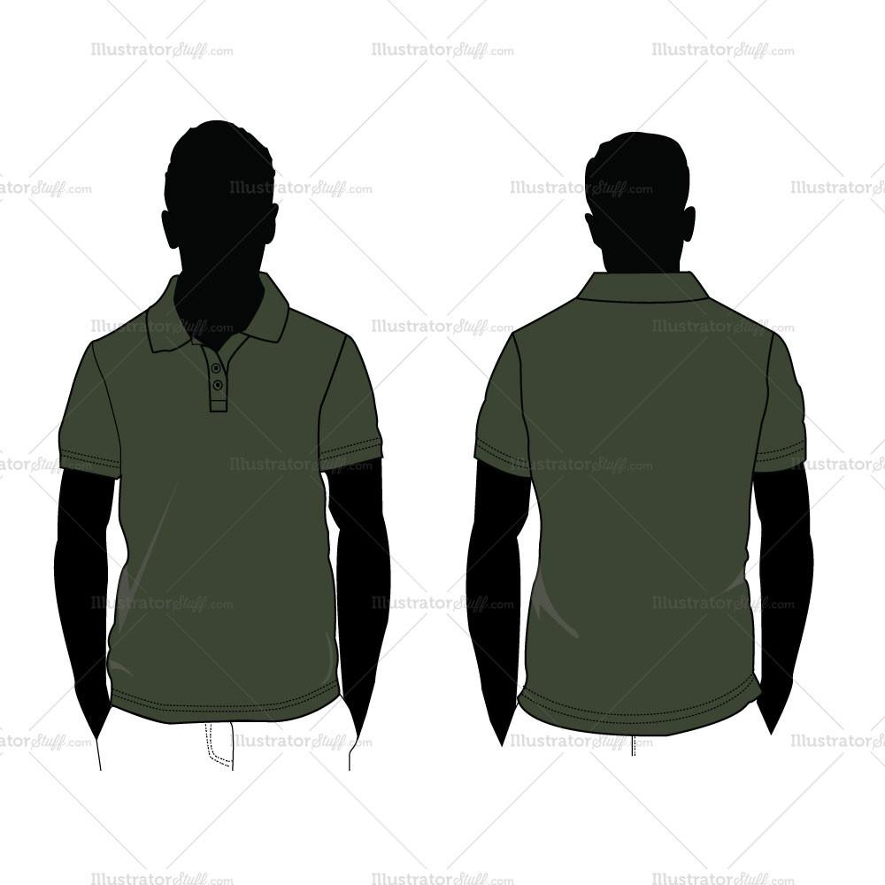 1000x1000 Men's Polo Shirt Silhouette Fashion Flat Template Illustrator Stuff