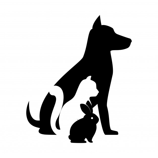 626x626 Pet Shop Veterinary Sign Silhouette Dog Cat Bunny Vector Premium